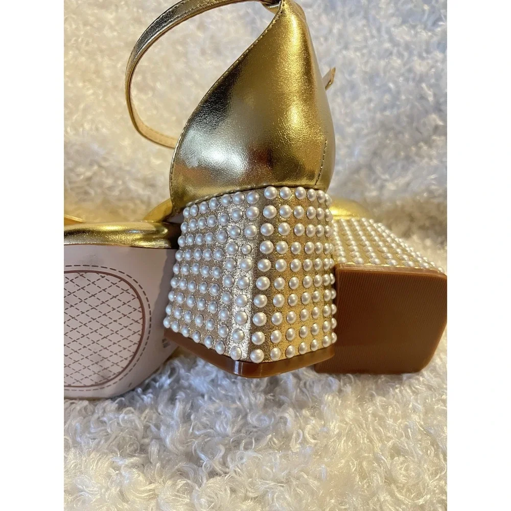 Jessica Simpson Women's Block Heel studded with Pearl Accents